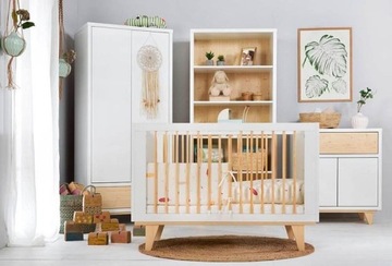 Деревянная детская КРОВАТЬ 120х60 Сосна Белая ЛИДИЯ + Матрас + Пеленальный столик