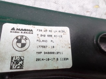 BMW 1 F20 MECHANIZMUS OKNO LEVÝ ZVEDÁK ZADNÍ