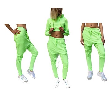 DAMSKIE BAGGY ZIELONE NEON JASKRAWY RURKI XL