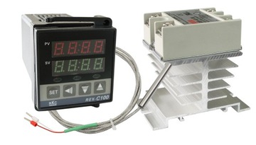 РЕГУЛЯТОР НАПРЯЖЕНИЯ ТЕМПЕРАТУРЫ REX-C100V+ PT100+ ДАТЧИК ССР 40А + РАДИАТОР