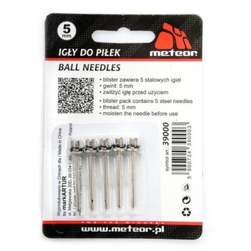 IGŁY DO PIŁEK METEOR W BLISTRZE 5 mm