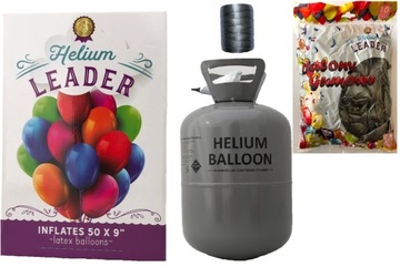 Butla z helem 0,42 m3 + 50 balonów, balony srebrne