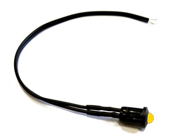 Dioda z kablem 20cm LED 5mm 12V żółta z oprawką