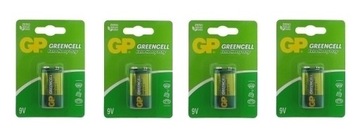 4 x Bateria 6F22 GP GREENCELL 9V mocna cynkowa