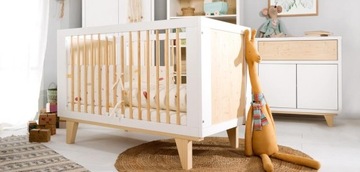 Деревянная детская КРОВАТЬ 120х60 Сосна Белая ЛИДИЯ + Матрас + Пеленальный столик