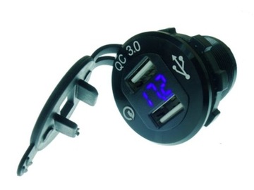 ВСТРОЕННОЕ АВТОМОБИЛЬНОЕ ЗАРЯДНОЕ УСТРОЙСТВО USB QC 3.0 12В 24В ВОЛЬТМЕТР