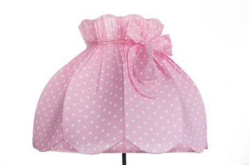 Abażur z kokardą bawełna RÓŻOWY BIAŁE GROCHY 51cm