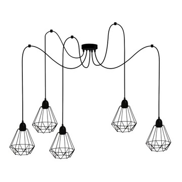Lampa wisząca pająk Loft diament druciak 5pł.