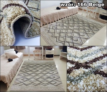 Stylowy Gęsto Tkany Dywan Rio Fryz 180x260 Beż Szary -Wzory w Galerii !