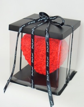 ЭЛЕГАНТНОЕ КРАСНОЕ СЕРДЦЕ С РОЗАМИ В КОРОБКЕ ВЫСОТА 24Ч День святого Валентина 25 см