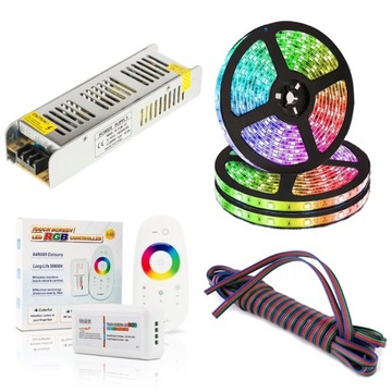 Zestaw 15m RGB taśma LED 5050 ZASILACZ + STEROWNIK