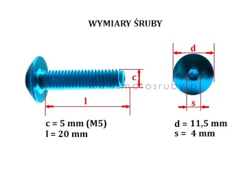 НАБОР СИНИХ ВИНТОВЫХ ГАЙОК M5 x 20, комплект 8