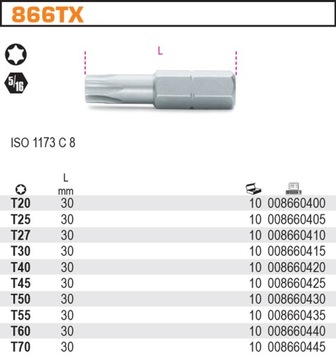 ОТВЕРТКА TORX 5/16 ДЮЙМА T70 BETA 866TX/70