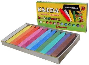 Kreda szkolna kolorowa niebrudząca 12 kolorów B8