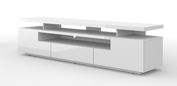 Szafka RTV 195 cm EVA biały połysk PREMIUM LED