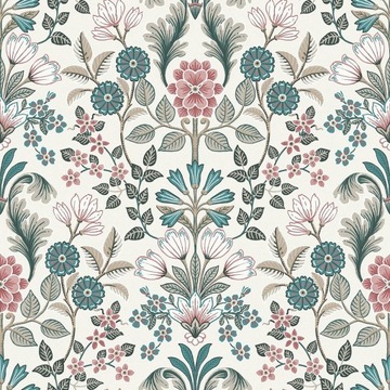 TAPETA ŚCIENNA ZMYWALNA KWIATY RETRO FOLK ESCAPADE