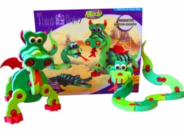 KLOCKI PRZESTRZENNE PUZZLE 3D GADY smok KROKODYL B