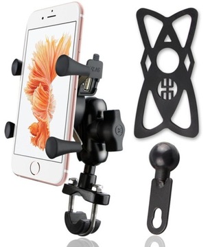 MOTOCYKLOWY UCHWYT X NA TELEFON GNIAZDO USB