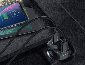 BASEUS TRANSMITER ŁADOWARKA 2xUSB FM BLUETOOTH CZYTNIK KART MICRO SD MP3