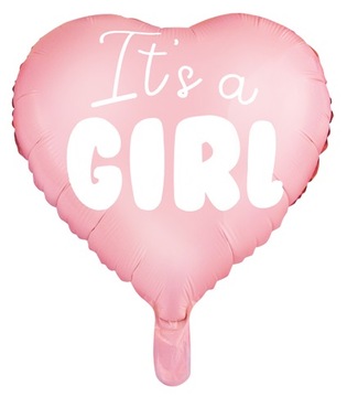 BALON FOLIOWY SERCE IT`S A GIRL 45 CM BABY SHOWER