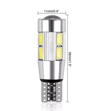 СВЕТОДИОДНАЯ ЛАМПОЧКА 10 SMD 5630 W5W T10 ЛИНЗА CANBUS