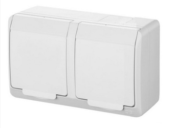 Gniazdo Podwójne Hermetyczne Hermes IP44 2x2P+Z