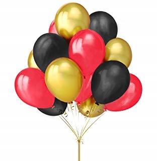 Balony Średnie Złoty Czarny Czerwony 20 Sztuk