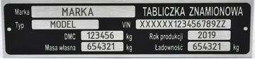 Tabliczka znamionowa 148x38mm znakowanie w cenie !