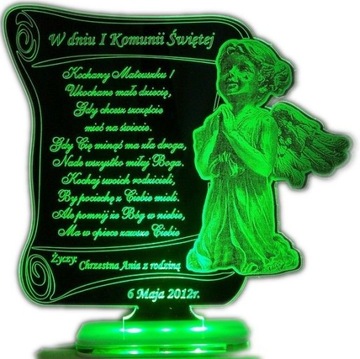 I KOMUNIA ŚWIĘTA PODŚWIETLANA PAMIĄTKA 4KOLORY LED