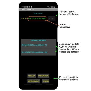 Sterownik schodowy 24 LED smartLEDs Omega-Exclusive Aplikacja Sonda Zegar