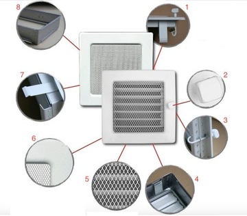 Решетка каминная вентиляционная кремовая со сдвижной створкой, 17х30, прямоугольная