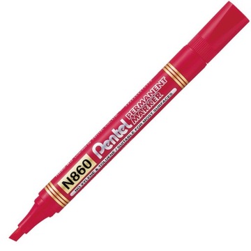 CZERWONY MARKER PERMANENTNY PENTEL N860 ŚCIĘTY