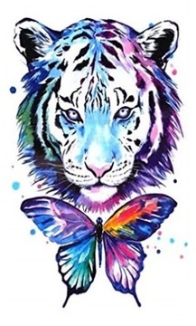TATUAŻ TYMCZASOWY ZMYWALNY DAMSKI TYGRYS MOTYL