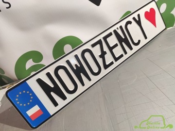 Gotowa tablica tłoczona unijna NOWOŻEŃCY + serce