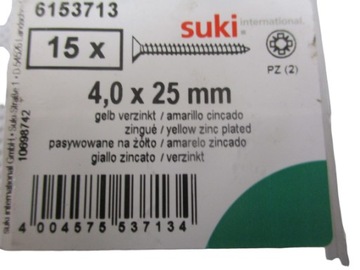 Wkręty do drewna stożkowe ocynk PZ 4,0x25 15szt