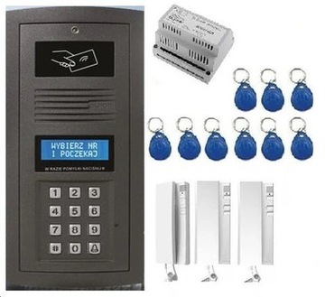 Domofon 3-rodzinny Elfon Optima z czytnikiem RFID