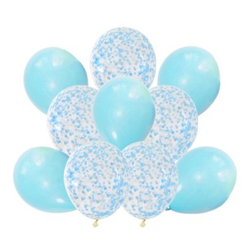 Balony z konfetti NIEBIESKIE 10 szt hel PASTELOWE