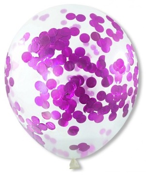 BALON Z KONFETTI KÓŁKA AMARANT NA URODZINY 30 CM