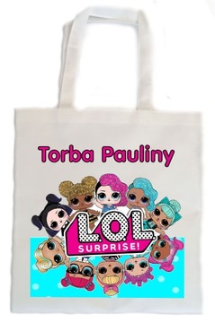 LOL L.O.L. SUPRISE torba eco biała + imię prezent