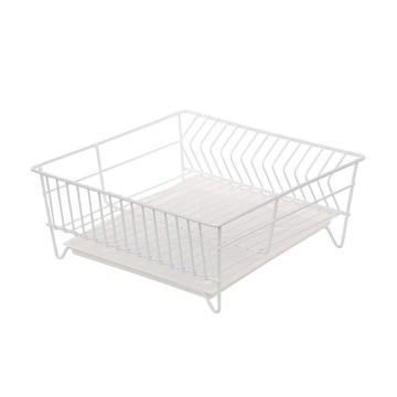 Suszarka do naczyń stojąca do zlewu biała z ociekaczem 32 cm Metpol