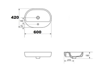 НАСТОЛЬНАЯ РАКОВИНА 60 CERSANIT CASPIA OVAL