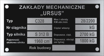 TABLICZKA ZNAMIONOWA URSUS C 328 C328 starsza