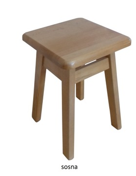 SOLIDNY taboret drewnian 45cm krzesło SOSNA stołek kuchenny na prezent