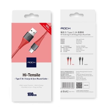 Markowy MOCNY kabel ROCK USB-C TYP-C z KEVLAREM 1m