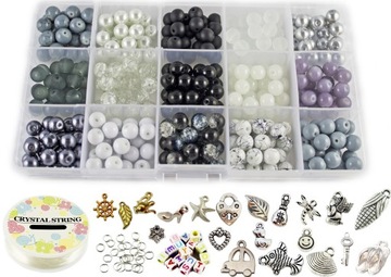 ZESTAW DO BRANSOLETEK KORALIKI SZKLANE 8mm prezent