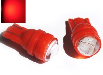 W5W led 5630 czerwony T10 smd + soczewka