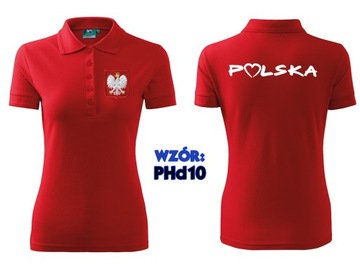 Koszulka Polo KIBICA POLSKA ORZEŁEK damska haft xS