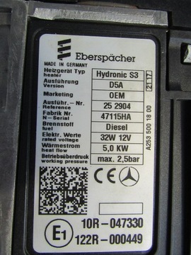 Вебасто MERCEDES W213 W253 W257 GLC A2535001800