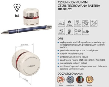 МИНИ-детектор дыма ДЕТЕКТОР пожара на батарейках