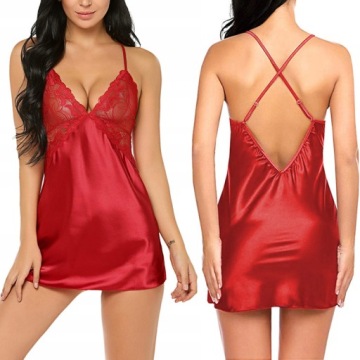 СЕКСУАЛЬНЫЙ КРУЖЕВНОЙ АТЛАСНЫЙ НОЧНОЙ КОМПЛЕКТ